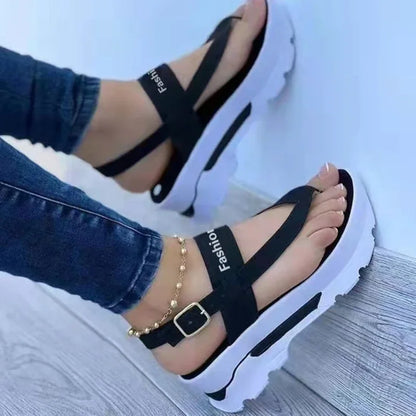 2025 Sandali estivi per le donne Sandali con plateau moda Zeppa Scarpe casual Sandali con tacco leggero Mujer Infradito Zapatos