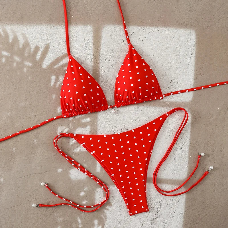 Sexy  Micro Bikinis Sets Pearl Dot Print Swimwear 2026 Bathing Suit Woman Beachwear Women Beach Summer Bikini Two-piece Swimsuit