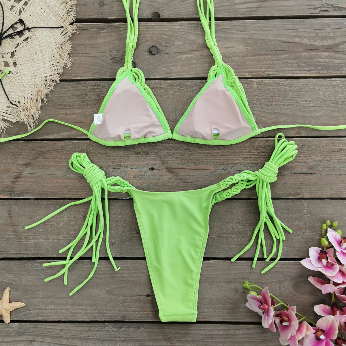 2025 Nuovo Fasciatura Strisce Bikini Brasiliano Costumi da Bagno Costume da Bagno da Donna Due Pezzi Set Femminile Sexy Lace up Mujer Beachwear Estate