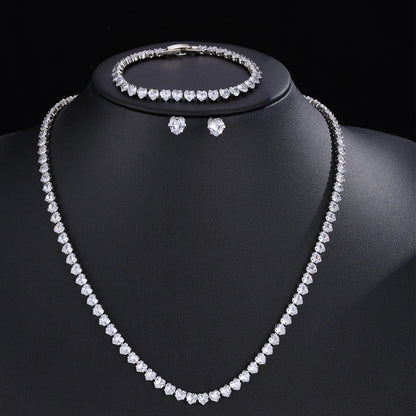 ZAKOL Gorgeous Buling AAA Clear Round Cubic Zirconia Collana da sposa Orecchini Set di gioielli da festa per le donne
