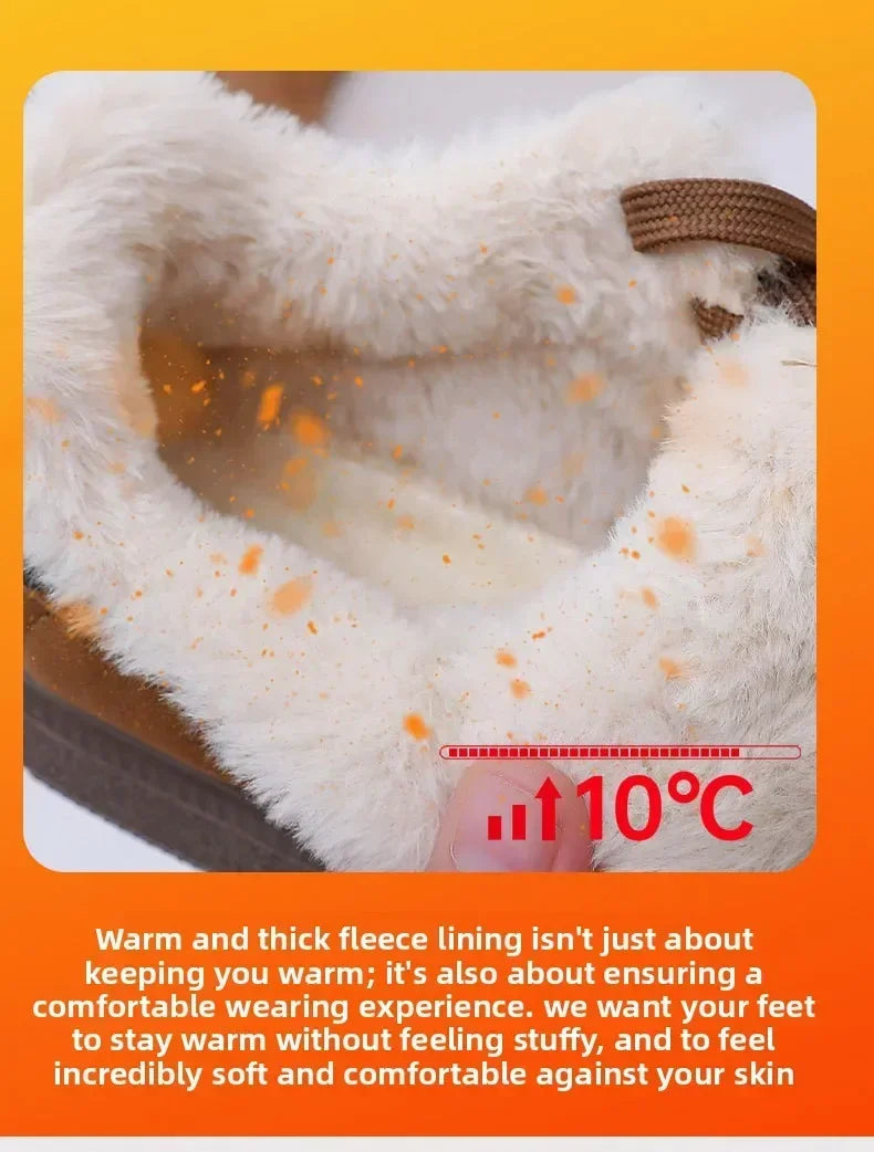 Stivali da neve da donna per l'inverno, con fodera in pile, scarpe basse casual, impermeabili, antiscivolo, resistenti, comode e calde, scarpe da donna in stile retrò.