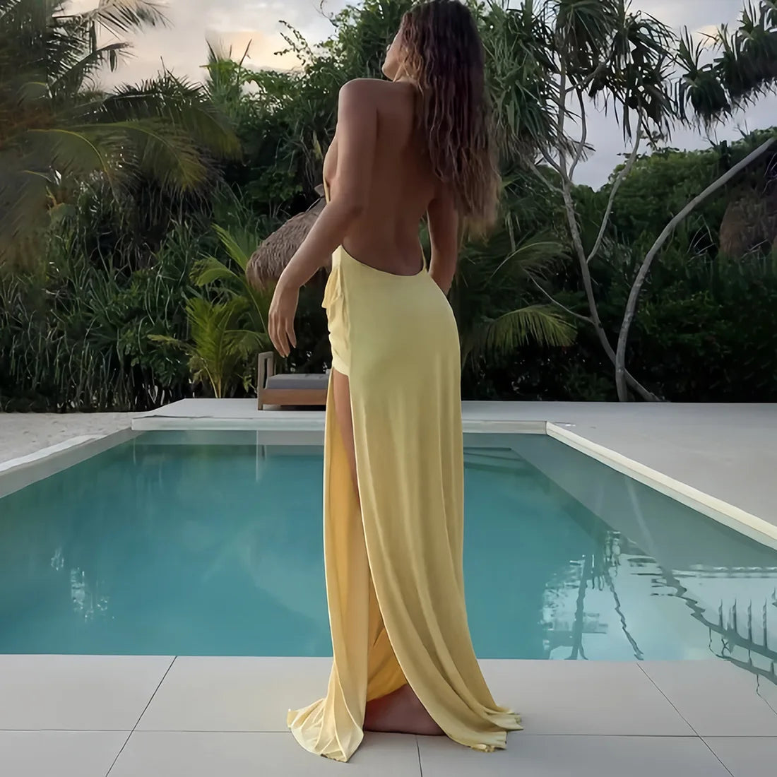 Copricostume estivo da donna Costume da bagno con cinturino per spaghetti Abiti senza maniche Costume da bagno 2025 Nuova stampa Beach Holiday Maxi abiti Cover-Up