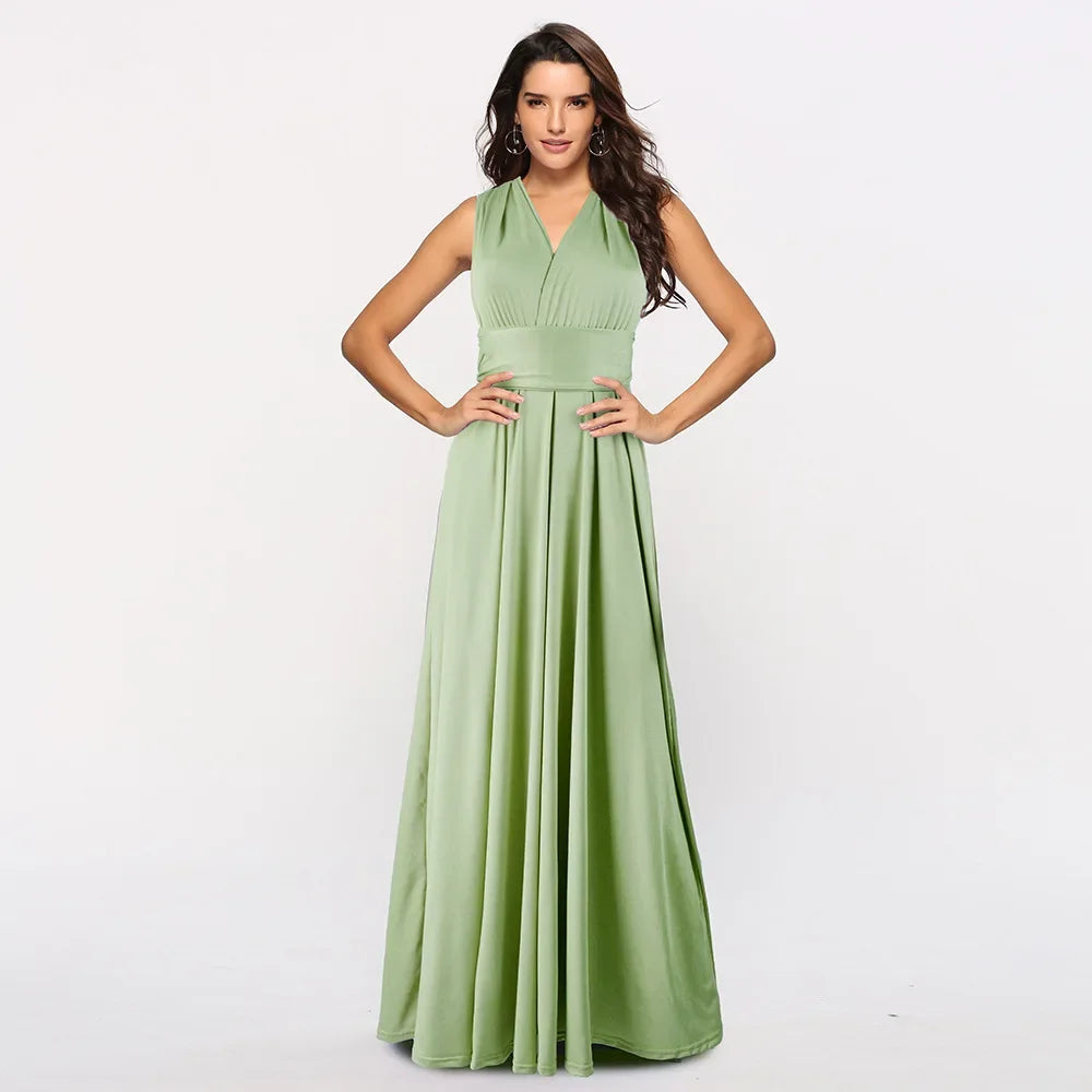 Abito formale da donna elegante da sera lungo con scollo a V profondo abito convertibile multistrato maxi abiti greci abito da festa di nozze