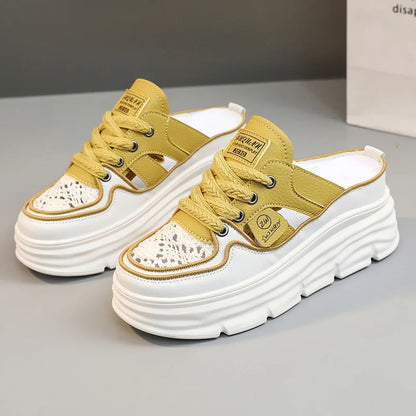 Estate nuovi sandali da donna moda traspirante aumento Baotou Semi-pantofole donna piccola scarpa bianca sandali Sexy Zapatillas