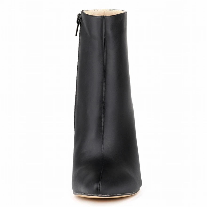 Top Leather Boots 2025 Autumn Women Shoes Fashion High Heels Zipper Breathable Short Boots Pointed Ladies Sexy Party Boots Black