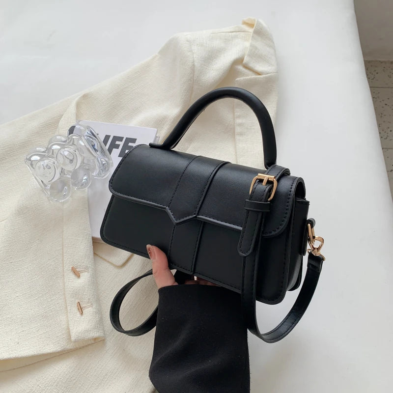 Borsa a tracolla in pelle PU per borsa da donna - Borse a tracolla alla moda Borsa sottobraccio vintage Borsa quadrata (Nero)