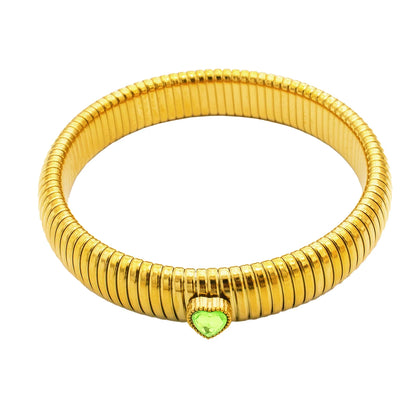 Bracciale in metallo spesso con elasticità retrò impermeabile in acciaio inossidabile placcato oro 18 carati tendenza moda gioielli unisex uomo donna