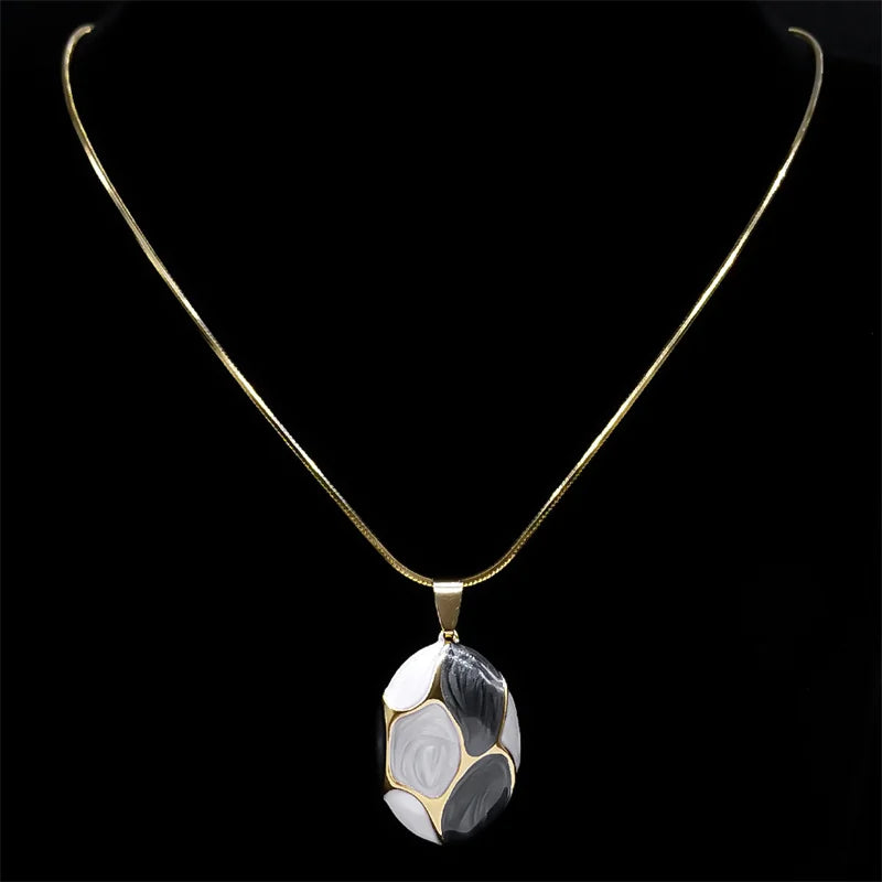 Collane con ciondolo con ciondolo rosa per donne Ragazze Acciaio inossidabile Colore oro Catena femminile alla moda Boho Collare con gioielli regalo NZZZ387S1