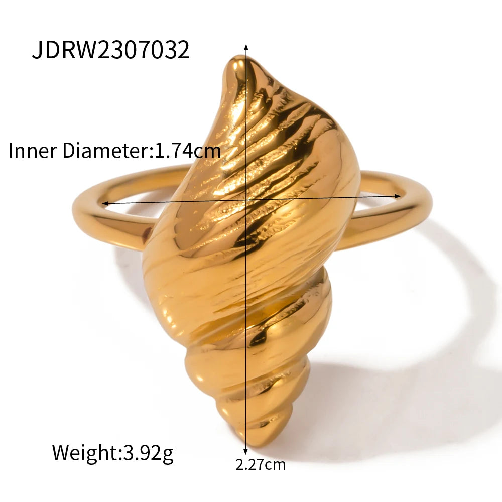 Uworld Anello geometrico largo in acciaio inossidabile di alta qualità Colore oro 18 carati Impermeabile Moda minimalista Dichiarazione Gioielli con fascino Wome