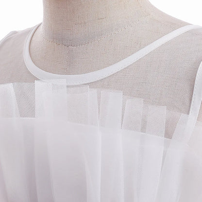 Robes d'été pour bébés filles, demoiselles d'honneur, baptême, tulle, traîne, robe de princesse de mariage, anniversaire, robe de première communion pour filles, avec nœud.