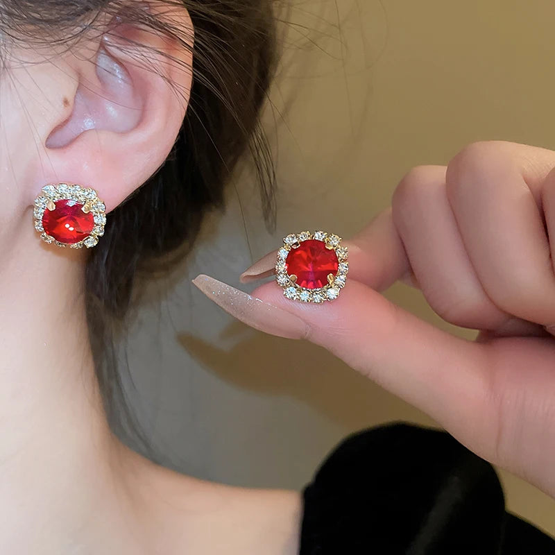 Orecchini a bottone con collana di strass verdi di lusso per le donne collane con Choker di cristallo Set di gioielli per banchetti di matrimoni di moda da donna