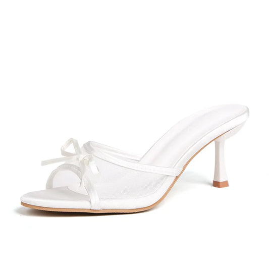 Damen Sommersandalen Elegante Sandalen Damen High Heels Mode Schmetterling Knoten offene Zehen Hausschuhe High Quality Marken Designer Damenschuhe