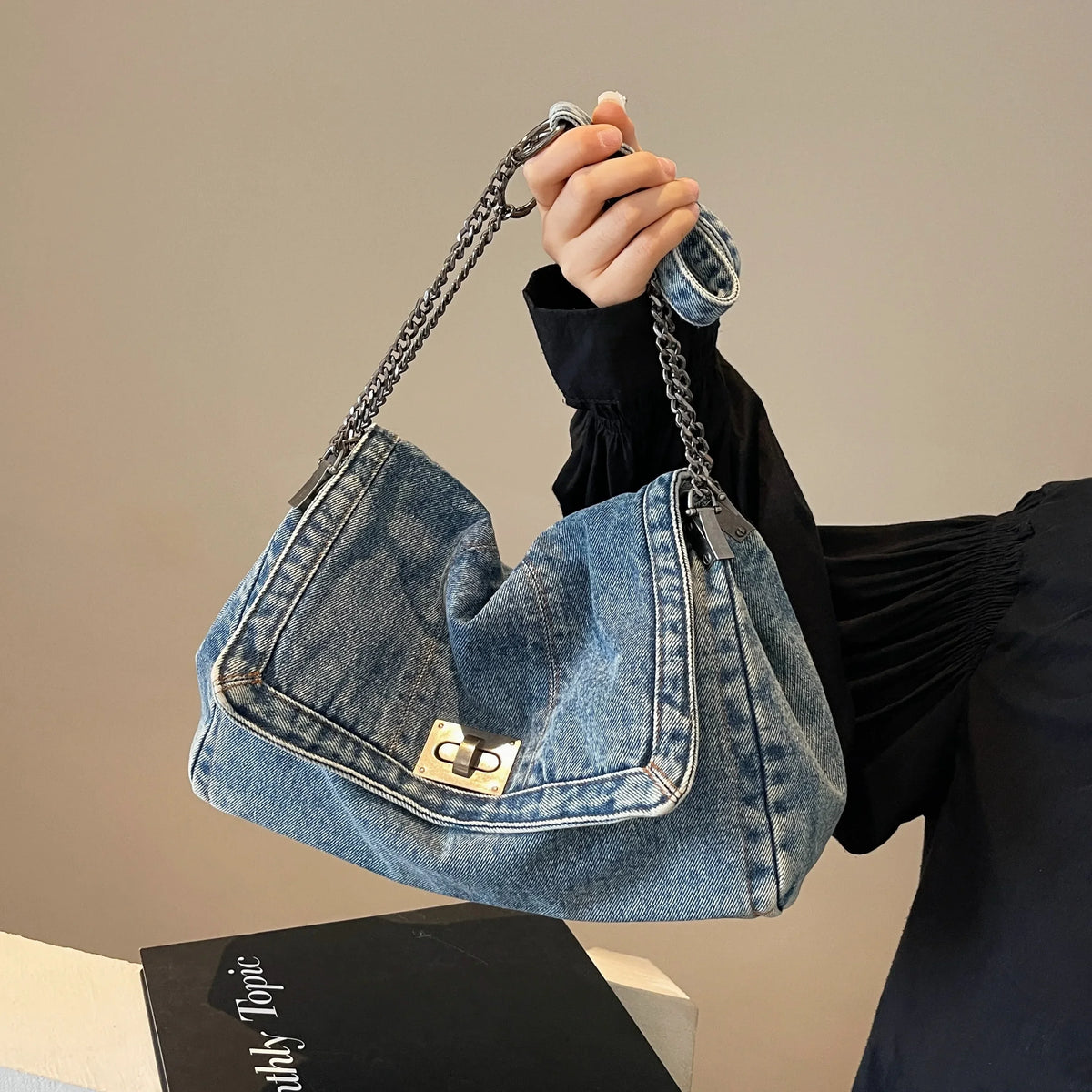 Borsa in denim da donna 2025 Borse a tracolla casual di nuova moda Borsa tote di grande capacità Borse a tracolla per pendolari di classe per donna bolsa sac