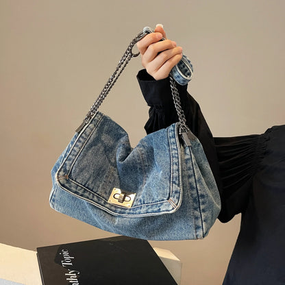 Borsa in denim da donna 2025 Borse a tracolla casual di nuova moda Borsa tote di grande capacità Borse a tracolla per pendolari di classe per donna bolsa sac