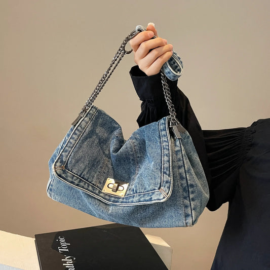 Borsa in denim da donna 2025 Borse a tracolla casual di nuova moda Borsa tote di grande capacità Borse a tracolla per pendolari di classe per donna bolsa sac