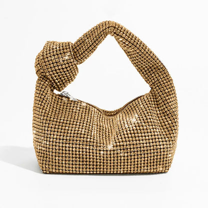 Borse da sera con nodo con strass con manico Borsa con manico superiore in cristallo argento per borse da donna e borsette Borsa di design di lusso
