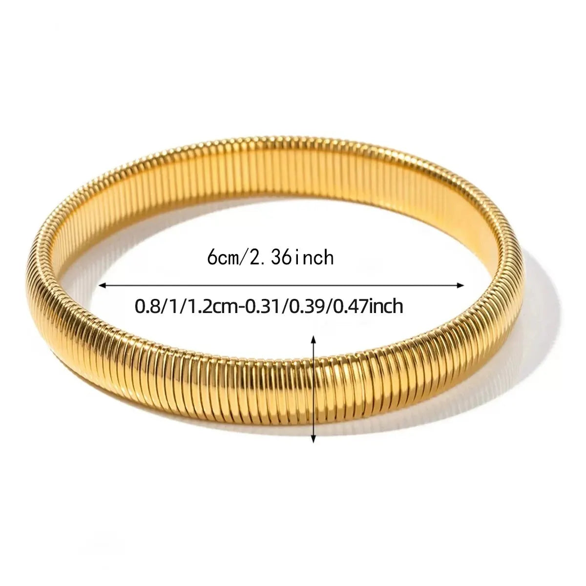 Bracciale in metallo spesso con elasticità retrò impermeabile in acciaio inossidabile placcato oro 18 carati tendenza moda gioielli unisex uomo donna
