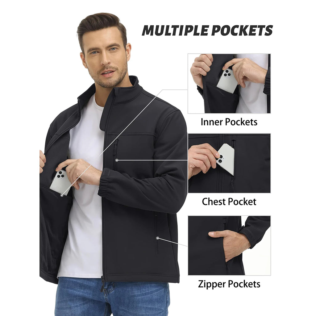 TACVASEN Giacca da trekking impermeabile da uomo per esterni Zip intera Fodera in pile antivento Calda giacca casual da lavoro autunno inverno