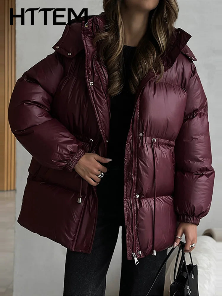 Giacca invernale da donna con cappuccio, calda, con cintura in vita regolabile, maniche lunghe, chiusura con zip, cappotto imbottito da donna, moda 2026, parka spessa da donna