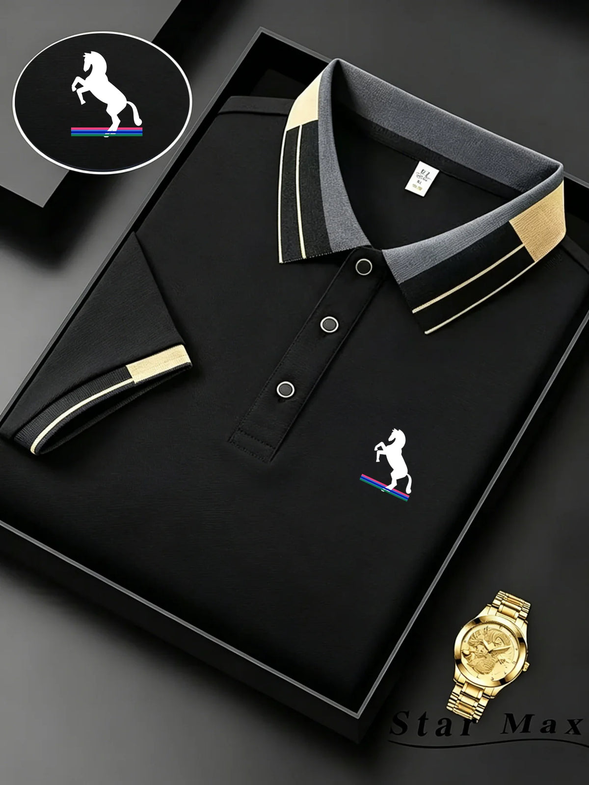 Polo di Lusso a Maniche Corte da Uomo con Ricamo a Cavallo, Stile Milano, T-Shirt Casual Estiva, Abbigliamento Business di Marca per Uomo