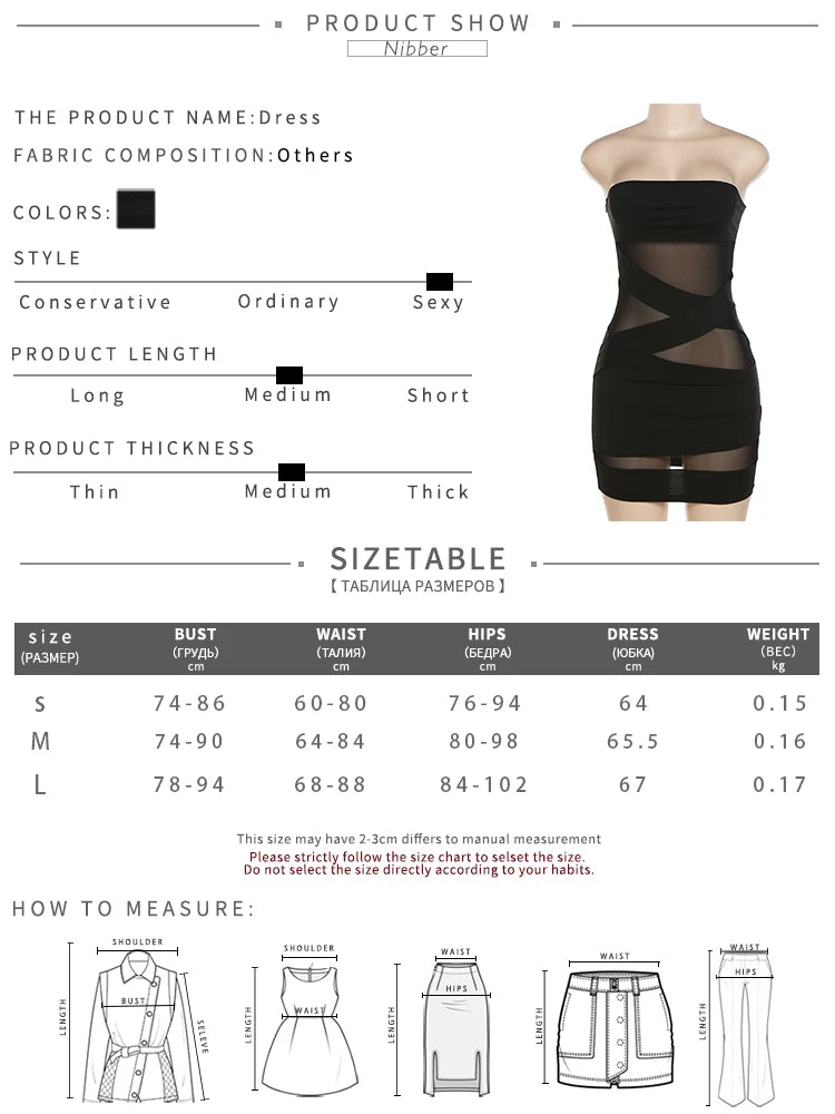 Nibber See think Mesh Patchwork Mini Dress Bandage Wrapped Chest Women Sexy Hip Wraps abiti Female Partywear Colthing
