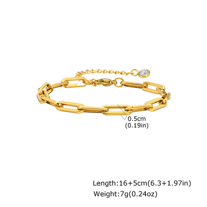 Bracciale in Acciaio Inossidabile Placcato Oro, Non Ossida, Impilabile per Donne, Sottile Catena a Spina di Pesce, Gioiello Impermeabile, Regalo
