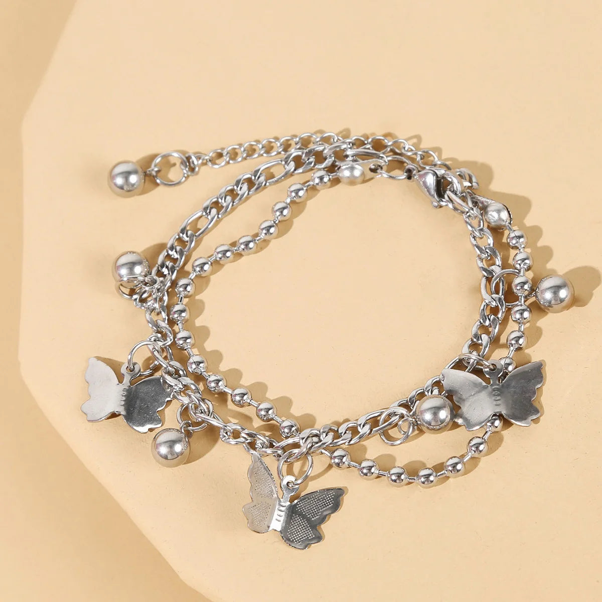 1 pezzo di braccialetto da donna con ciondolo amore a doppio strato in metallo minimalista e alla moda, accessorio moderno e versatile -2061