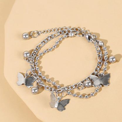 1 pezzo di braccialetto da donna con ciondolo amore a doppio strato in metallo minimalista e alla moda, accessorio moderno e versatile -2061