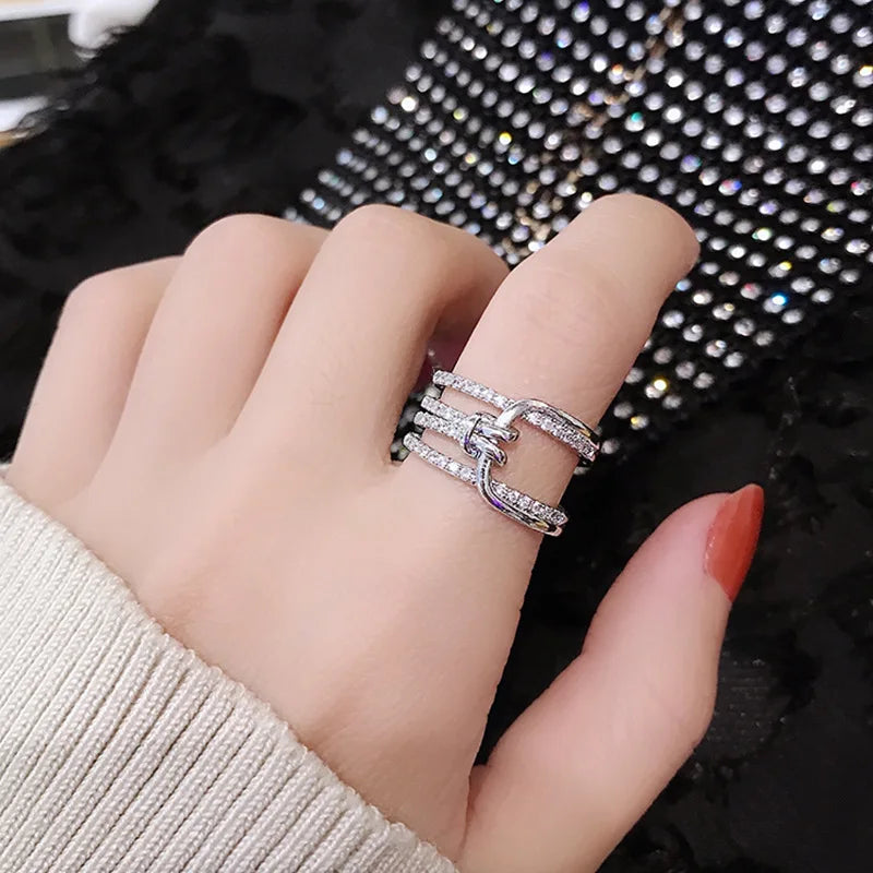 Anelli aperti a forma di foglia di palma di moda per le donne Anello da dito regolabile con zirconi color oro Regalo di gioielli per feste coreane per ragazze