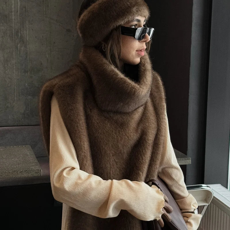 Pullover lavorati a maglia a collo alto scozzese da donna Chic manica lunga maglione corto caldo allentato Lady Autunno Inverno Pendolarismo Maglieria da strada