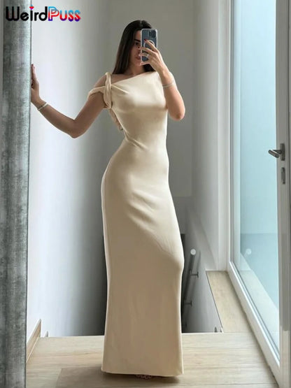 Strano gatto vestito dalla fasciatura donna estate sexy irregolare solido guaina chic elasticizzato a forma di corpo liscio festa di compleanno elegante aderente
