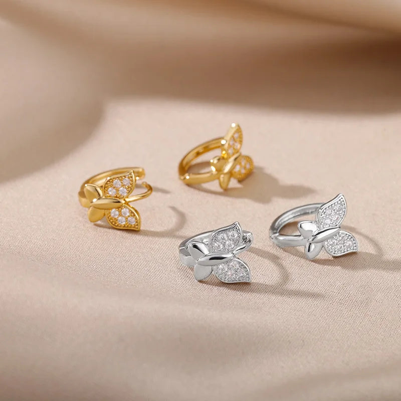 Orecchini a Farfalla per Donne e Ragazze, Moderni in Acciaio Inossidabile Color Oro, Tendenza 2026, Novità per Matrimoni, Gioielli Estetici Femminili
