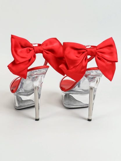 Summer Party Dress Shoes 15CM Stiletto Wedding Bride tacchi alti donna 2024 New Fashion Bow sandali con plateau di grandi dimensioni femalemuslimah