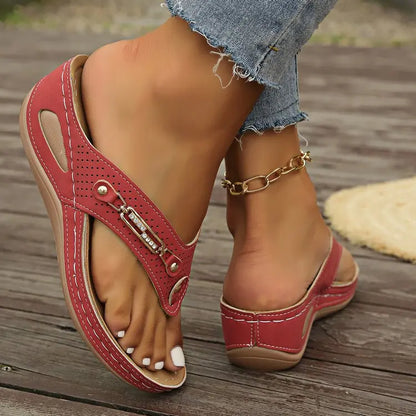 Sandales Orthopédiques d'Été pour Femmes, Nouvelles Tongs Orthopédiques avec Support de Voûte Plantaire, Claquettes à Semelle Épaisse Antidérapante pour Usage Quotidien et Plage
