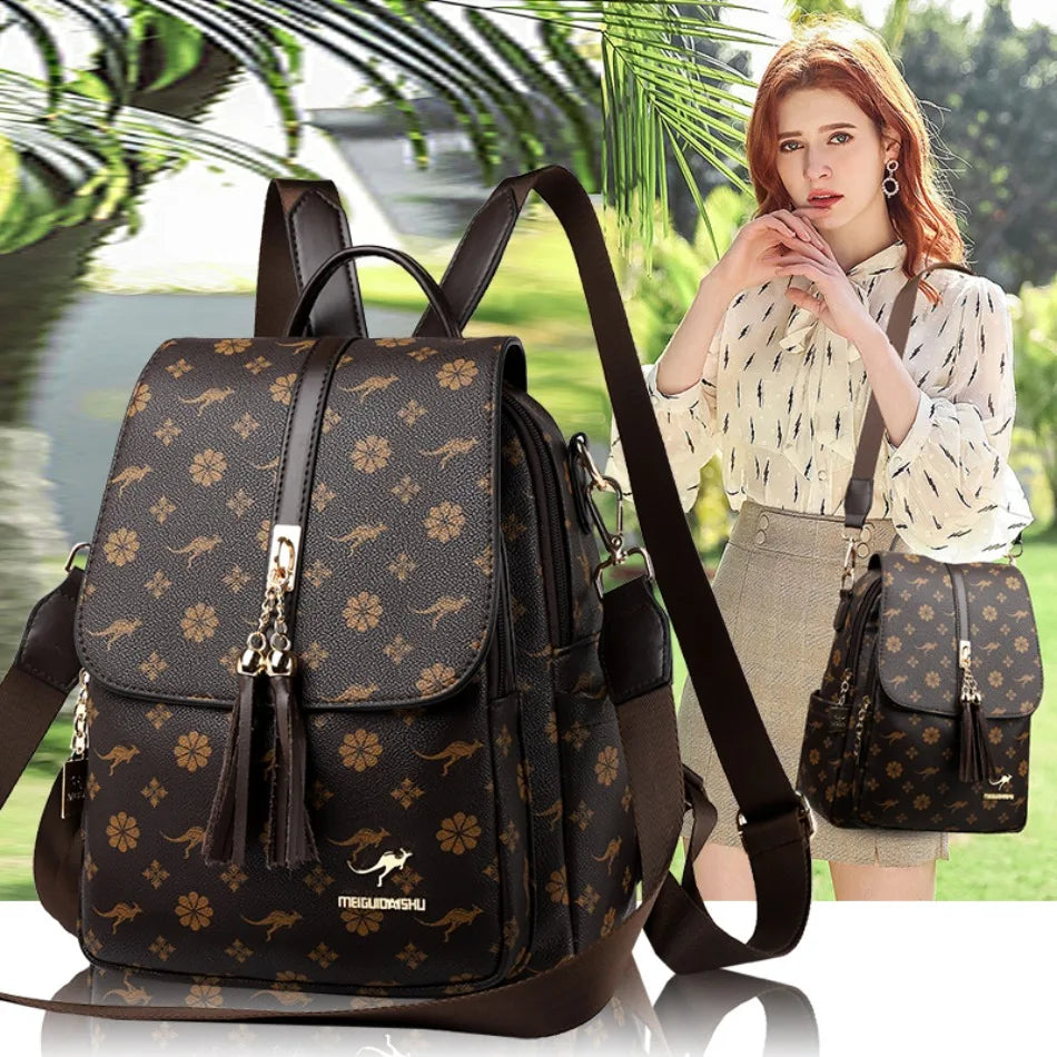 Zaino da donna Designer borsa da donna in pelle di alta qualità stampa di moda di lusso borse da scuola con nappe zaini di grande capacità Sac