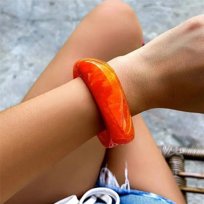 PuRui Vintage Irregolare Coloful Resina Acrilica Robusto Braccialetto Del Braccialetto Delle Donne Alla Moda Fascino Geometrico Estetica Braccialetto Regalo Dei Monili