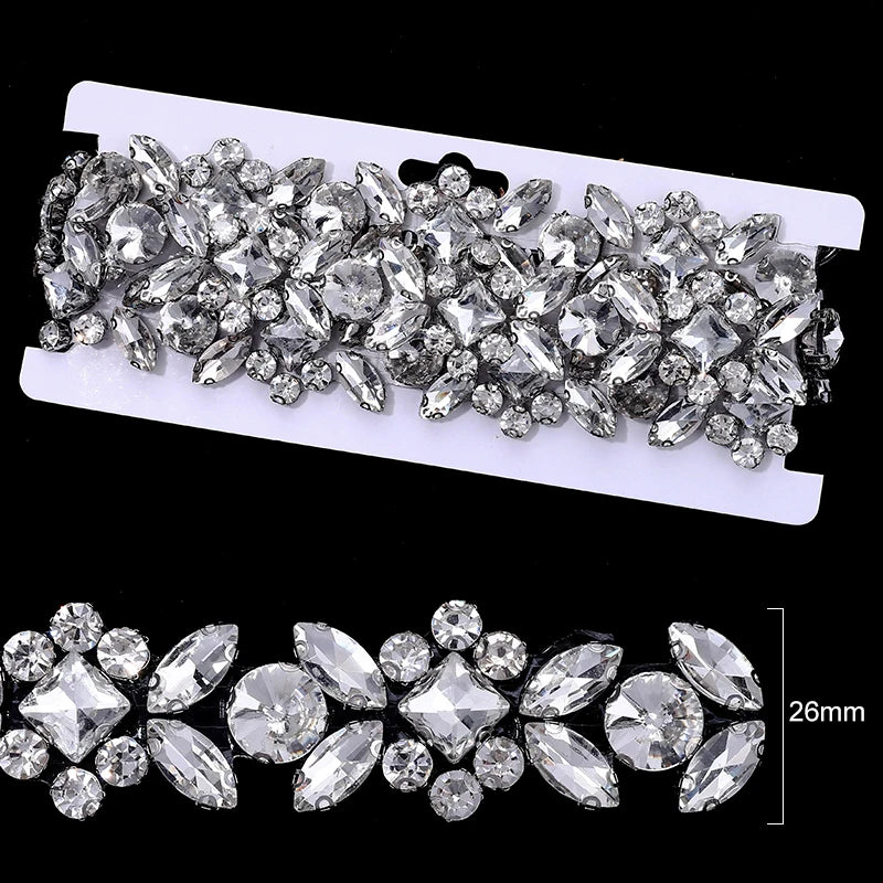 Ducrystal 1 metro motivo strass nastro hot fix vetro cristallo strass trim catena per scarpe fai da te, borse, abiti decorazione