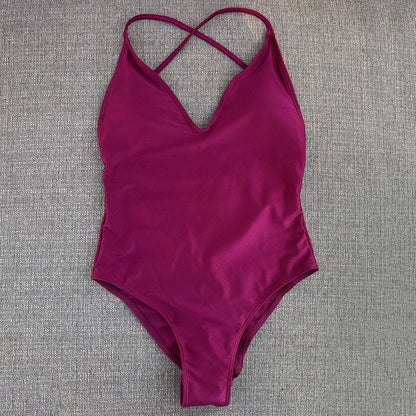Sexy Padded One Piece Swimsuit Women Swimwear Solid Bathing Suit Monokini Swimming Suit Summer Beachwear maillot de bain femme