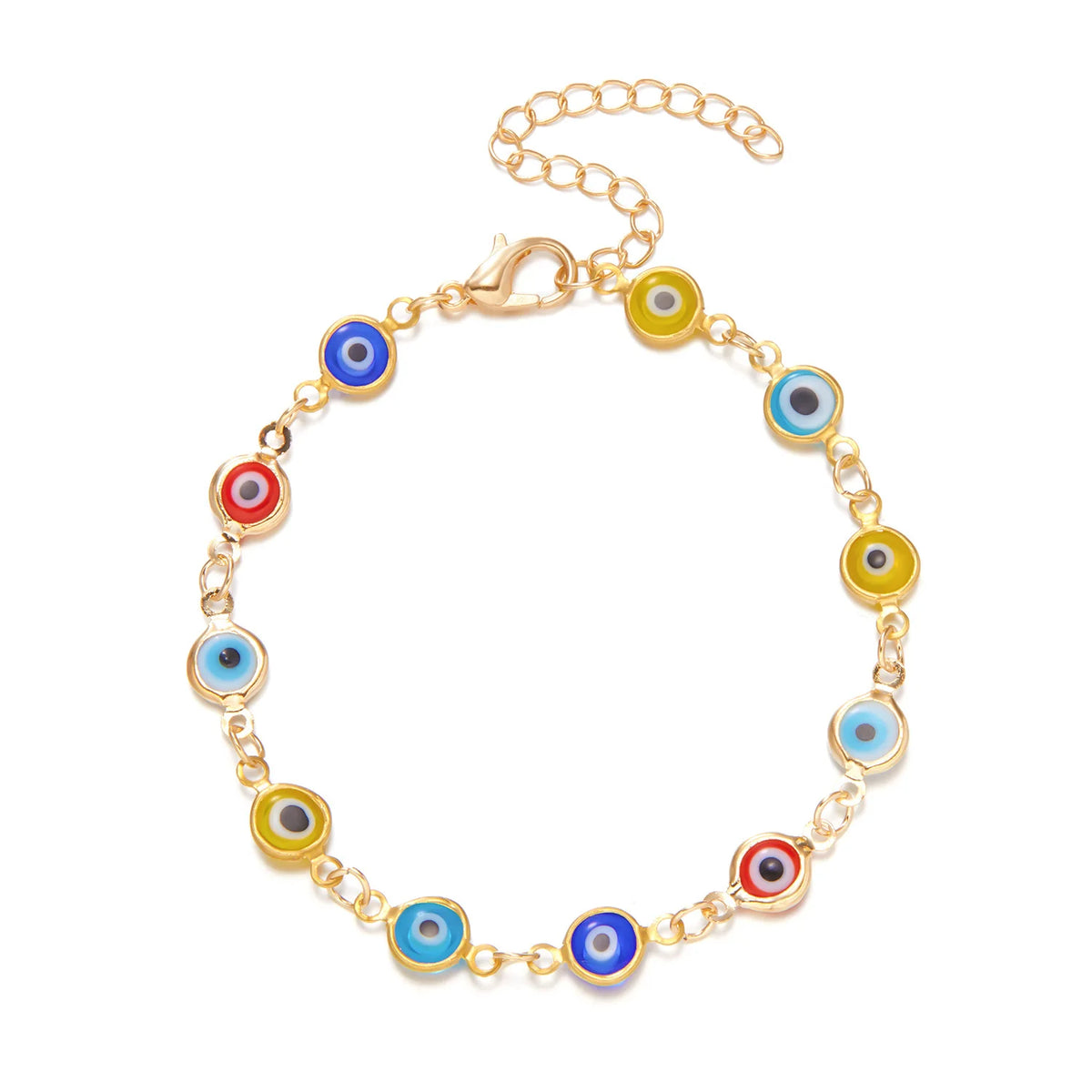 Bracciale Lucky Turkey Evil Eye per donna uomo Braccialetti colorati a catena in metallo regolabile con occhio rosso blu Regali di gioielli per la ricchezza di buona fortuna