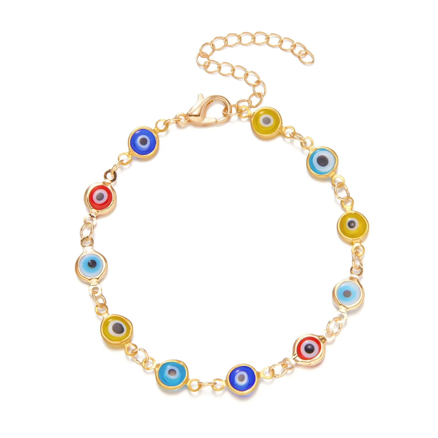 Bracciale Lucky Turkey Evil Eye per donna uomo Braccialetti colorati a catena in metallo regolabile con occhio rosso blu Regali di gioielli per la ricchezza di buona fortuna