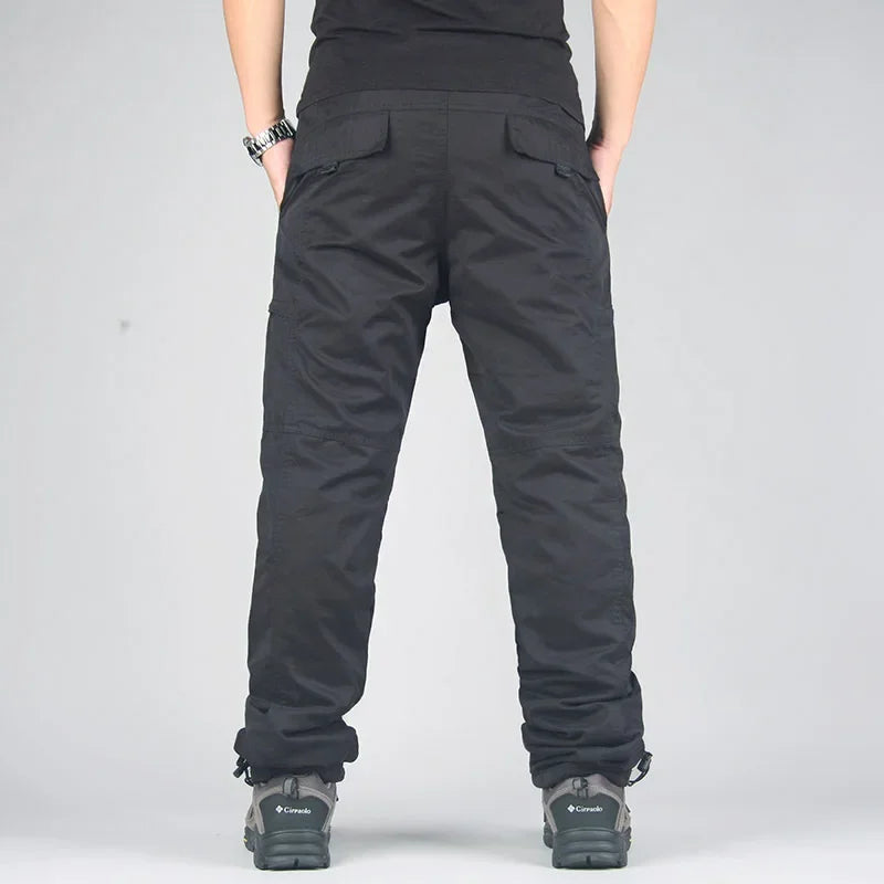 Pantaloni cargo in pile da uomo Pantaloni tattici in peluche invernale Pantaloni da jogging casual 3XL Pantaloni termici caldi da corsa coreani allentati