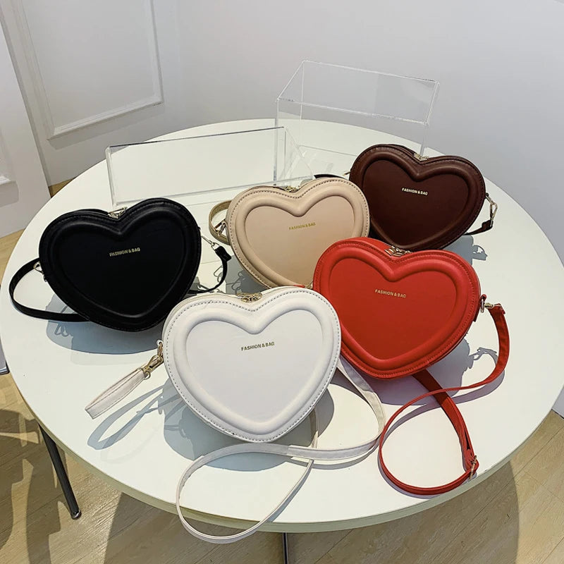 Borse a tracolla a forma di cuore di vendita calda per le borse a tracolla in pelle PU solida da donna