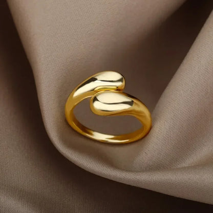 Anelli con goccia d'acqua liscia in argento sterling 925 per donna Anello aperto in oro 18 carati Anelli per coppie di nozze Regalo di gioielli estetici