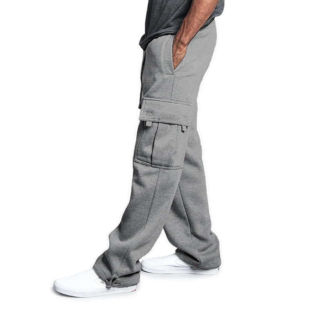 Pantaloni sportivi da uomo Pantaloni da jogging dritti per lo sport e lo streetwear Pantaloni lunghi larghi con coulisse oversize Pantaloni multitasche da uomo