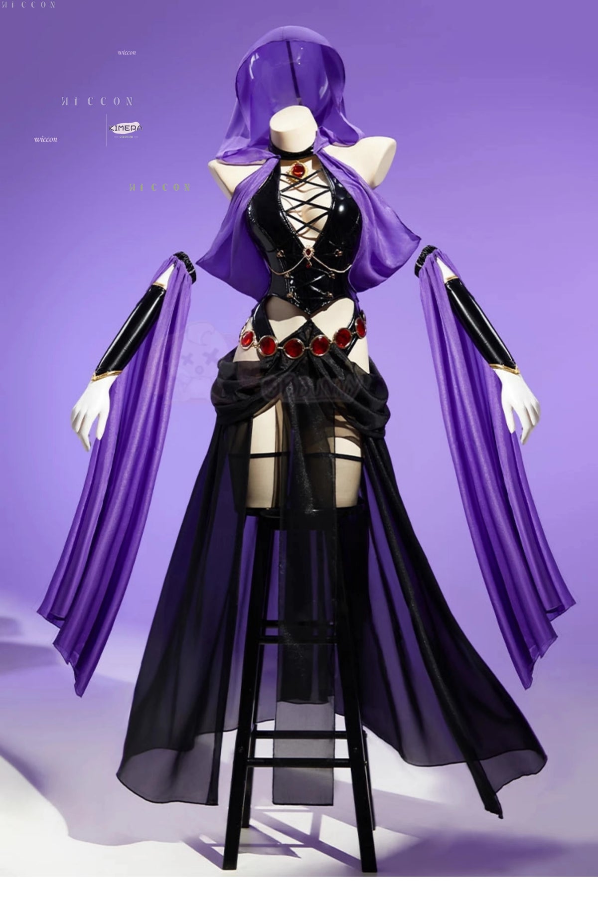 Adulti Abbigliamento donna Teen Raven Titans Costume cosplay Doujin Viola Ballerino Abito Strega Banchetto notturno Donna Con cappuccio in pelle PU H