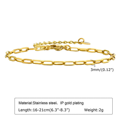 Bracciale in Acciaio Inossidabile Placcato Oro, Non Ossida, Impilabile per Donne, Sottile Catena a Spina di Pesce, Gioiello Impermeabile, Regalo