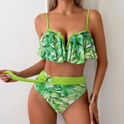 2026 Nouveau Ensemble Bikini Brésilien Sexy Maillot de Bain Volanté Femme Push Up Maillot de Bain Taille Haute Imprimé Floral Biquini Femme