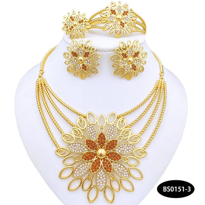 Luxury Big Jewelry Set Fashion Statement Wedding Jewelry Large Pendant Necklace Earring Set For Women Summer Beach Party Gift