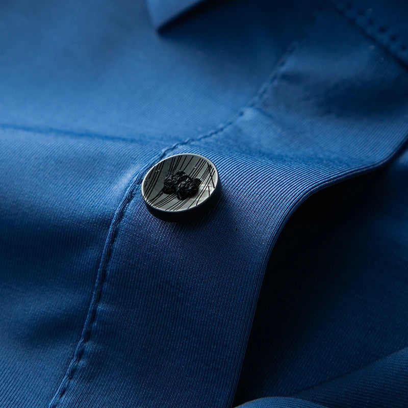 Camicia a maniche corte casual da lavoro da uomo nuova con stemma Polo tinta unita Top versatile confortevole e traspirante alla moda