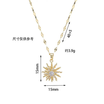 Collana con ciondolo fiore zircone rotante di lusso leggero per le donne Collane a catena ad alto senso di qualità color oro Regali di gioielli per feste